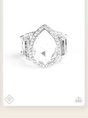 Blinging Down The House paparazzi Silver Teardrop Halo Ring with Clear Crystal